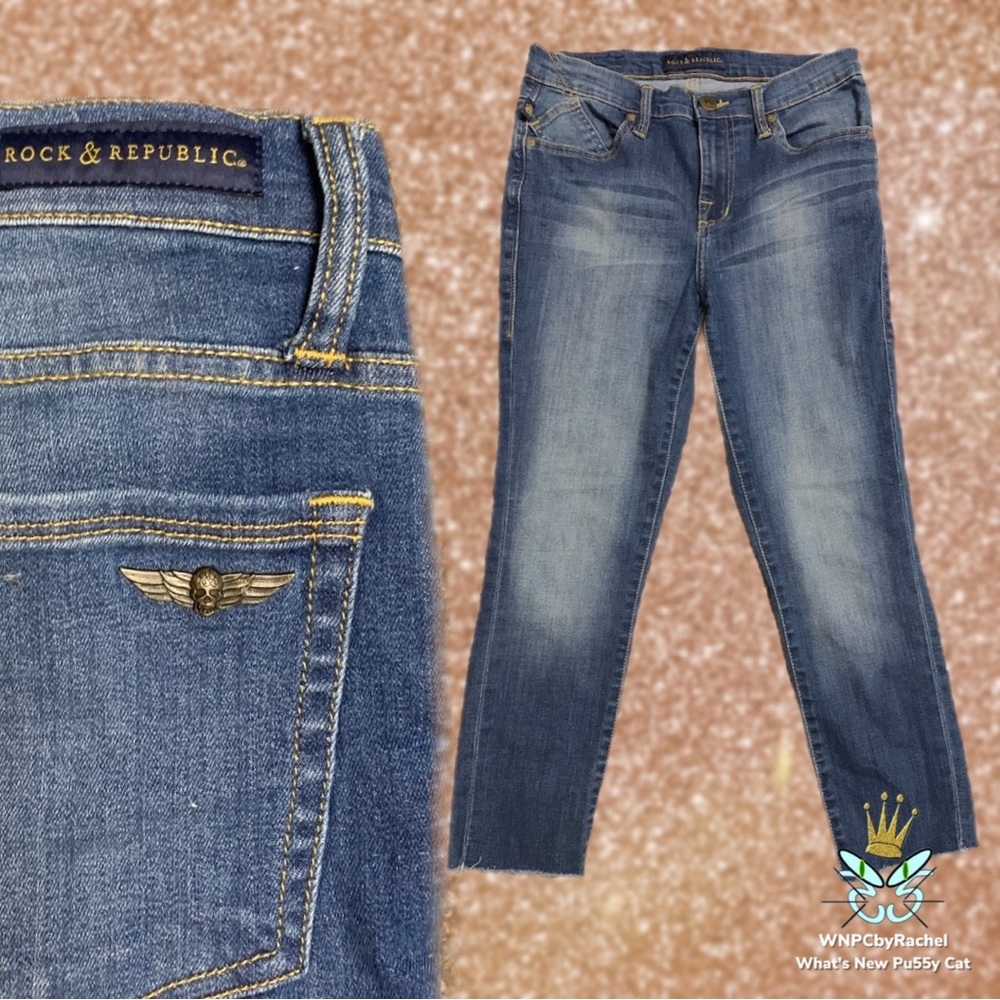 Rock & Republic Raw Hem Cropped Skinny Jeans, Size 8